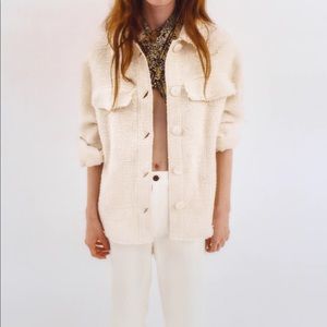 Zara STRUCTURED FRAYED OVERSHIRT